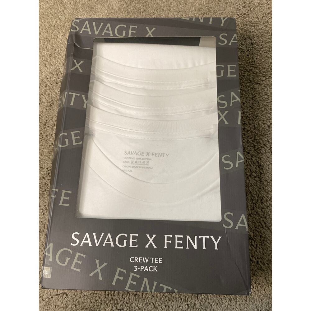 New Savage X Fenty Men's 3-Pack Crew Neck,‎ White Size XXL